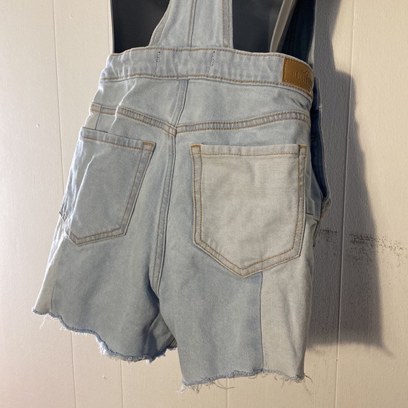 Hollister Light Blue Patchwork Denim Short Overalls - Picture 6 of 7